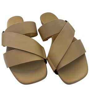 VINCE Dylan Blondelle Leather Camel Slip On Summer Flats Size 7.5